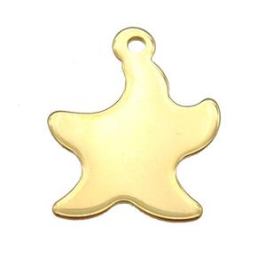 stainless steel star pendant, gold plated, approx 14-18mm