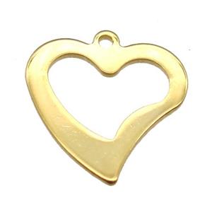 stainless steel heart pendant, stampings, gold plated, approx 15mm