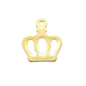 stainless steel crown pendant, stampings, gold plated, approx 11-13mm