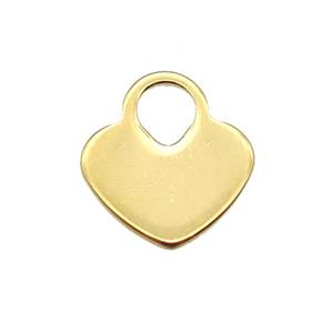 stainless steel heart pendant, stampings, gold plated, approx 10mm