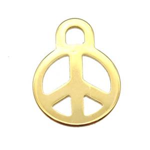 stainless steel stampings pendant, peace sign, gold plated, approx 14-18mm