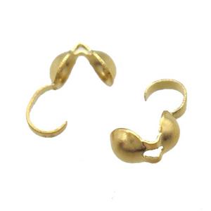 stainless steel Calotte Beads Tip Cap, gold plated, approx 4x7mm, 2mm dia