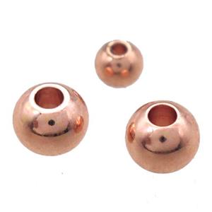 round stainless steel beads, rose gold, approx 4mm dia
