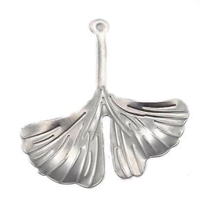 raw stainless steel leaf pendant, approx 25-27mm