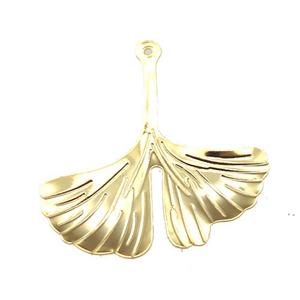 stainless steel leaf pendant, gold plated, approx 25-27mm