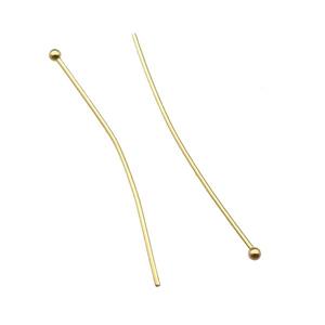 stainless steel ball headpins, gold plated, approx 40mm length