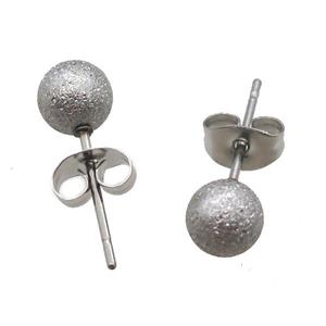 matte stainless steel Studs Earrings, approx 4mm dia