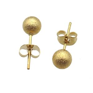 matte stainless steel Studs Earrings, gold plated, approx 5mm dia