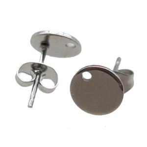 stainless steel Stud Earrings with pad, platinum plated, approx 12mm dia