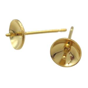 stainless steel Stud Earrings with pad, gold plated, approx 6mm