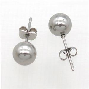 raw stainless steel Stud Earrings, approx 5mm dia