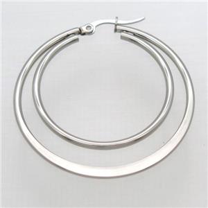 raw stainless steel Hoop Earrings, approx 34mm, 44mm dia