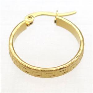 stainless steel Hoop Earrings, gold plated, approx 22mm dia