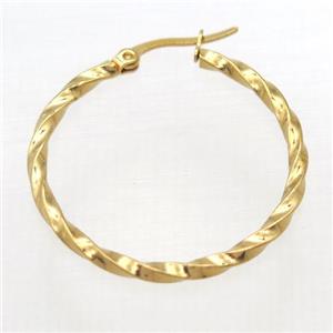 stainless steel Hoop Earrings, gold plated, approx 34mm dia