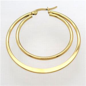 stainless steel Hoop Earrings, gold plated, approx 34mm, 44mm dia