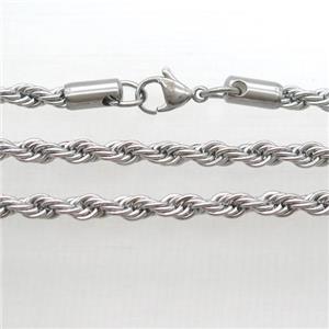 raw Stainless Steel Necklace Chain, approx 2mm, 45cm length