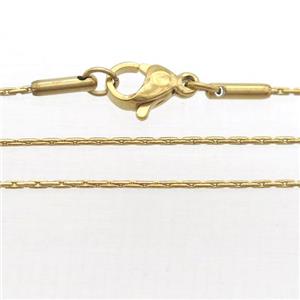 stainless steel necklace chain, gold plated, approx 1mm, 49cm length