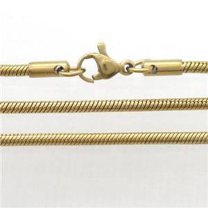Stainless Steel Necklace Chain, Snake, Gold Plated, approx 2mm, 50cm length