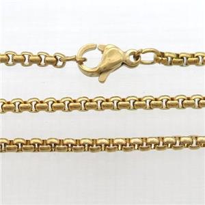 stainless steel necklace chain, box, gold plated, approx 2mm, 58cm length