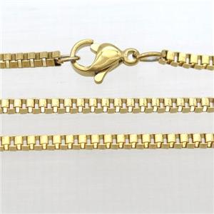 stainless steel necklace chain, box, gold plated, approx 2mm, 57cm length