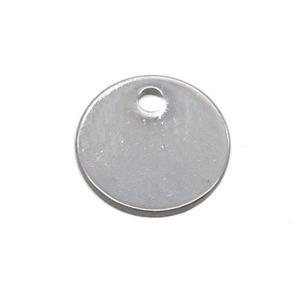 raw stainless steel circle pendant, approx 8mm