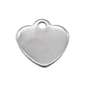 raw stainless steel heart pendant, approx 8-9mm