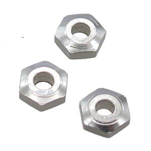 raw stainless steel spacer beads, hexagon, approx 5mm