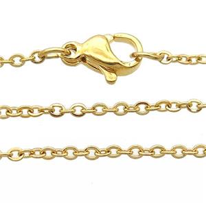 stainless steel necklace chain, gold plated, approx 1.5mm, 49cm length