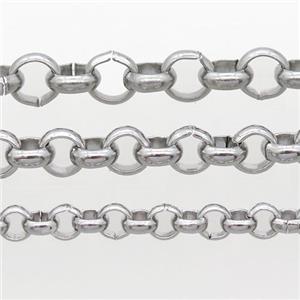 raw stainless steel circle chain, approx 5.5mm dia