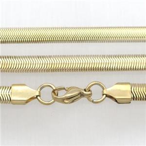 Stainless Steel Necklace Chain, gold plated, flat snake, approx 5mm, 50cm length