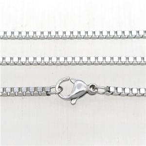 raw Stainless Steel Necklace Box Chain, approx 2mm, 60cm length