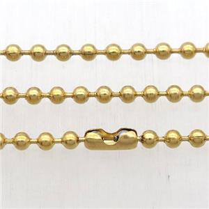 Stainless Steel Necklace Ball Chain, gold plated, approx 2.4mm, 60cm length