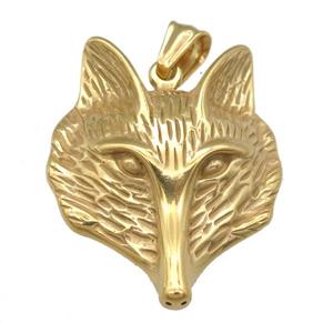 Stainless Steel Foxhead Pendant, Gold Plated, approx 33-40mm