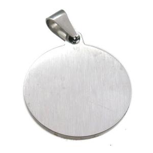 stainless steel circle pendant, approx 28mm