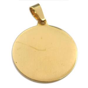 stainless steel circle pendant, gold plated, approx 28mm