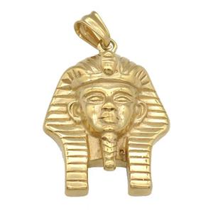 Stainless Steel Egyptian Pharoah Charm Pendant, gold plated, approx 30-37mm