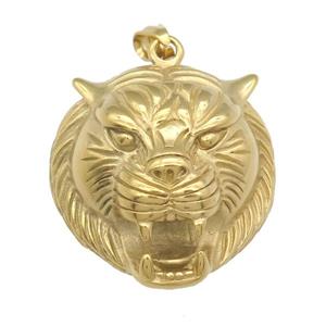 stainless steel catshead pendant, gold plated, approx 40-43mm