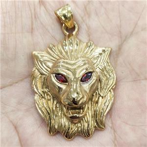 stainless steel Lion pendant, gold plated, approx 35-43mm