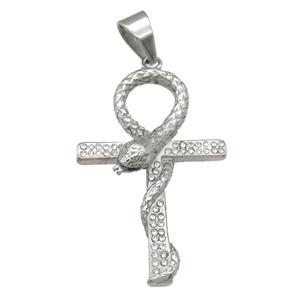 stainless steel snake cross pendant, approx 34-52mm