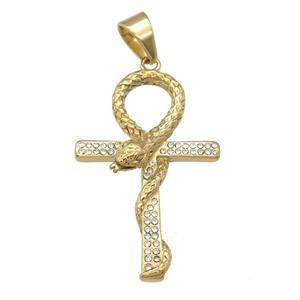 stainless steel snake cross pendant, gold plated, approx 34-52mm