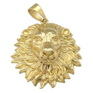 stainless steel Lion pendant, gold plated, approx 55mm