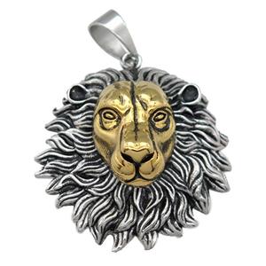 stainless steel Lion pendant, gold plated, approx 55mm