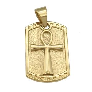 stainless steel cross pendant, gold plated, approx 25-40mm