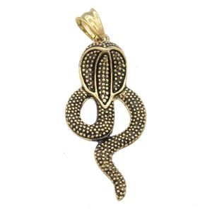 stainless steel sanke pendant, antique gold, approx 24-46mm