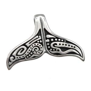 stainless steel shark-tail pendant, antique silver, approx 20-48mm
