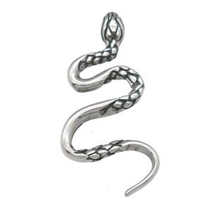 stainless steel snake pendant, antique silver, approx 23-50mm