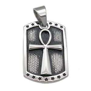 stainless steel cross pendant, antique silver, approx 25-40mm