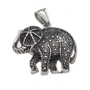stainless steel elephant pendant, antique silver, approx 25-33mm