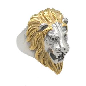 stainless steel Lion Ring, gold plated, approx 25-35mm, 21mm dia