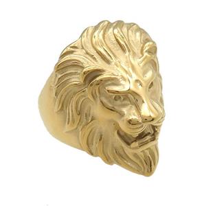 stainless steel Lion Ring, gold plated, approx 25-35mm, 21mm dia